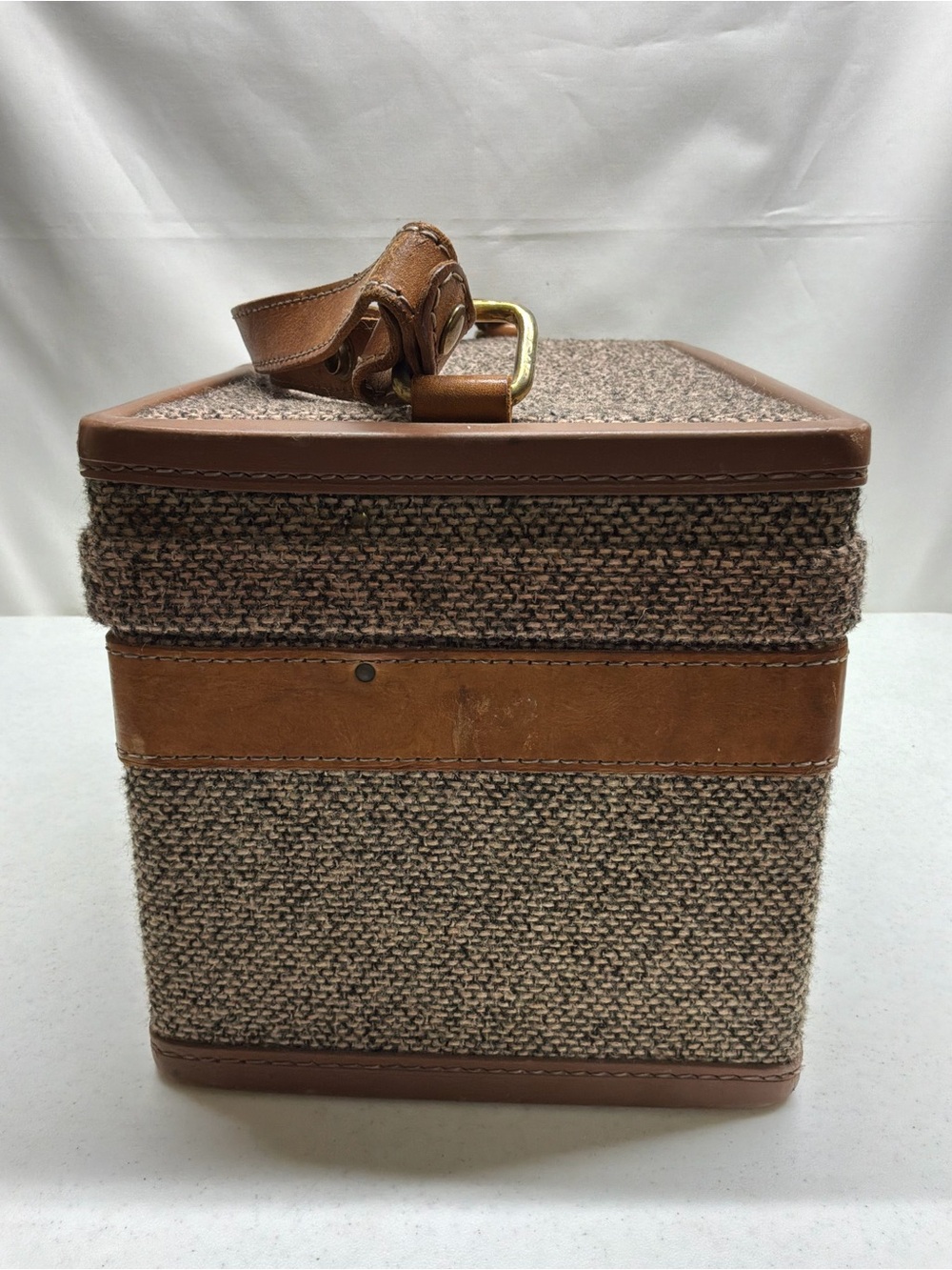 Vintage Hartmann Tweed Travel Train Case with Leather Trim 2 Zip Pouches Inside - Picture 5 of 16